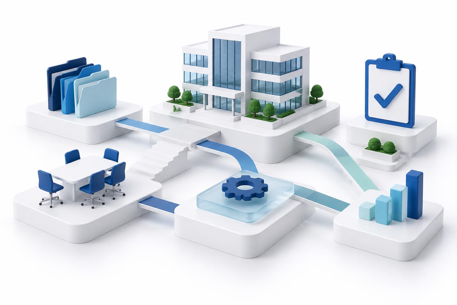 Conceptual illustration of connected business planning, not the Remyard office