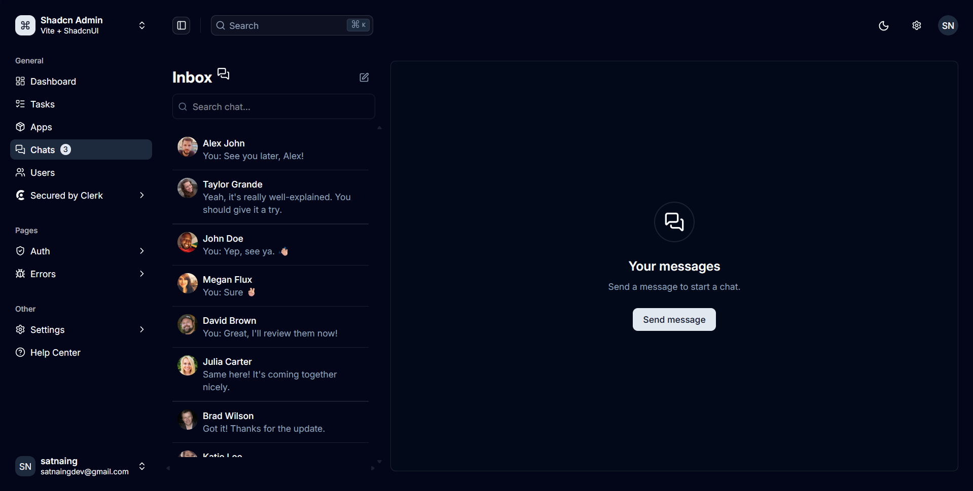 Shadcn Analytics product screenshot