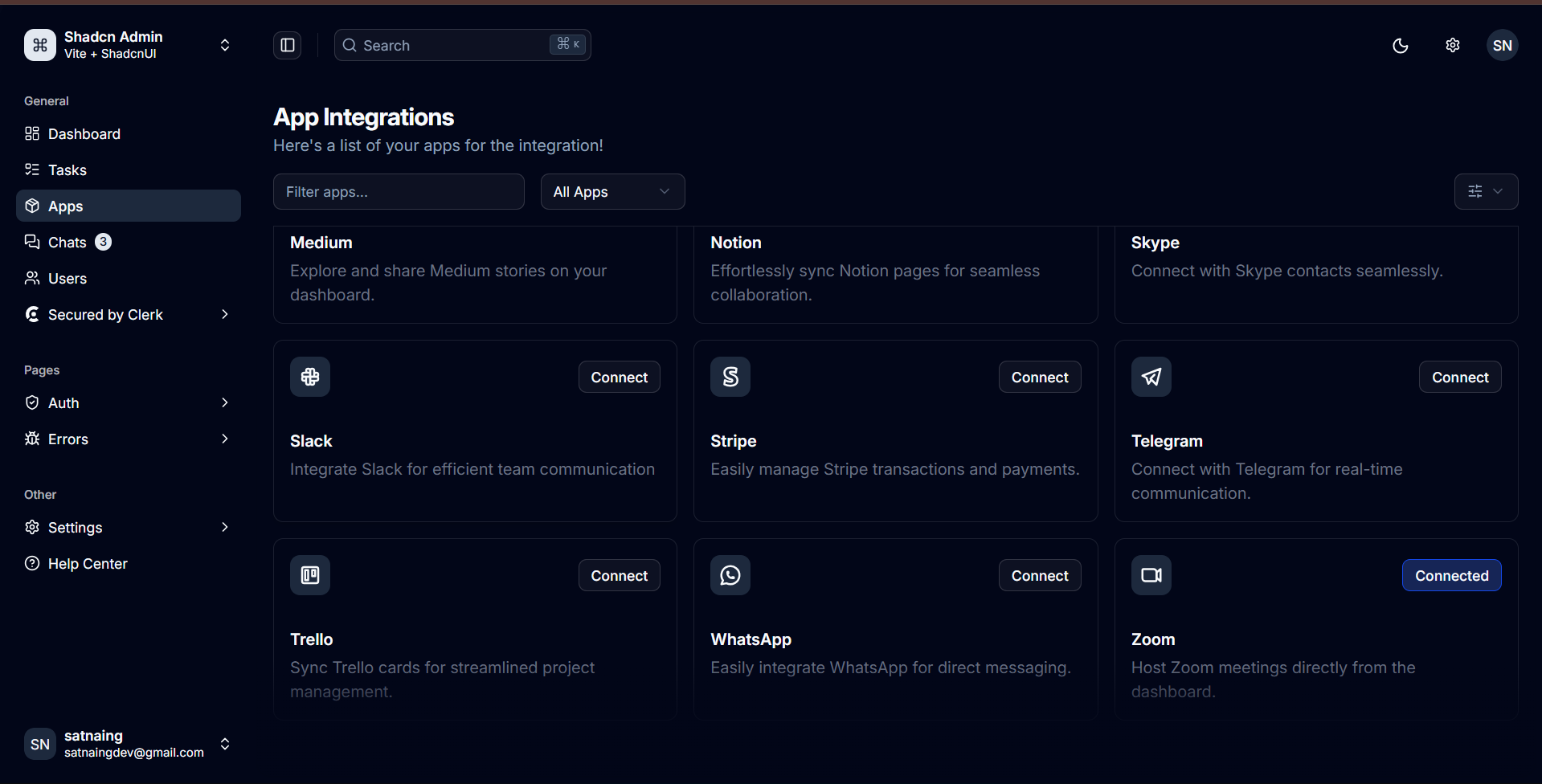 Shadcn CRM product screenshot